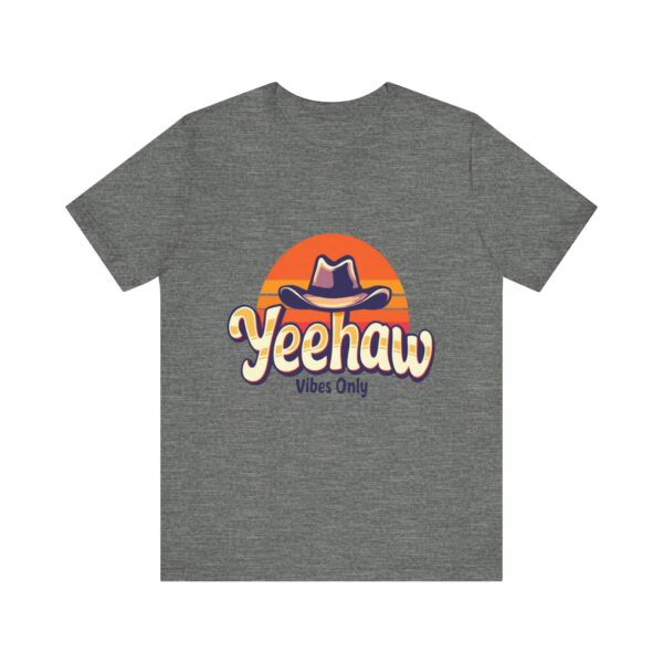 Yeehaw Vibes Only T-Shirt – Retro Cowboy Bliss Graphic with Sunset Stripes - Image 9