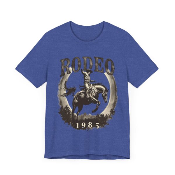 Distressed Vintage Rodeo Nights 1985 T-Shirt - Bronco Rider in Sepia Tones for Cowboy Enthusiasts - Image 19