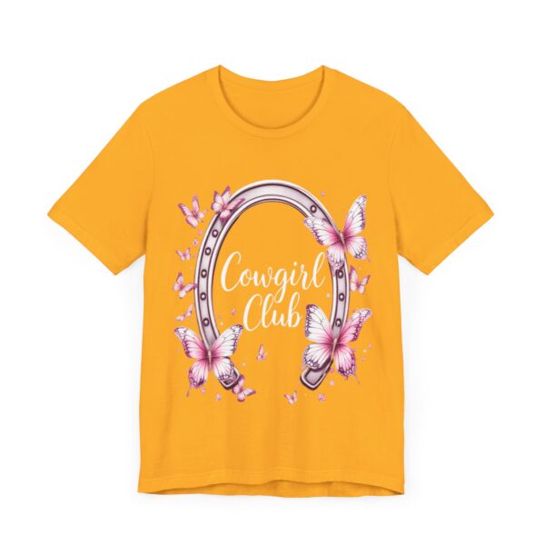 Western Ranch Cowgirl Club: Vintage Butterfly & Horseshoe Charm | Cowgirl Graphic T-Shirt - Image 11