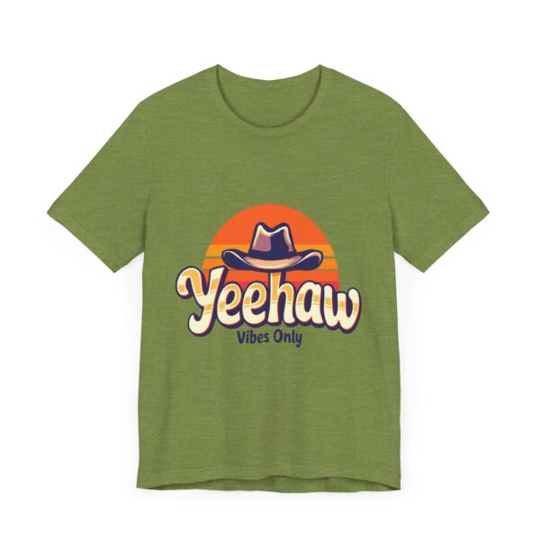 Yeehaw Vibes Only T-Shirt – Retro Cowboy Bliss Graphic with Sunset Stripes - Image 23