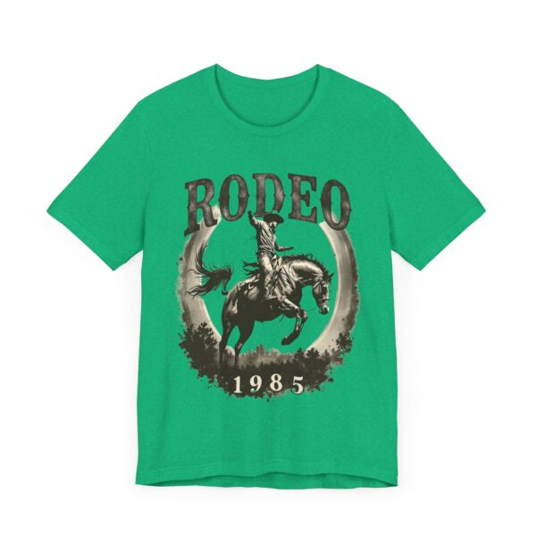 Distressed Vintage Rodeo Nights 1985 T-Shirt - Bronco Rider in Sepia Tones for Cowboy Enthusiasts - Image 11