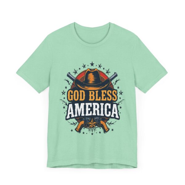 Bold Cowboy Spirit T-Shirt – God Bless America Western Patriotic Design - Image 27