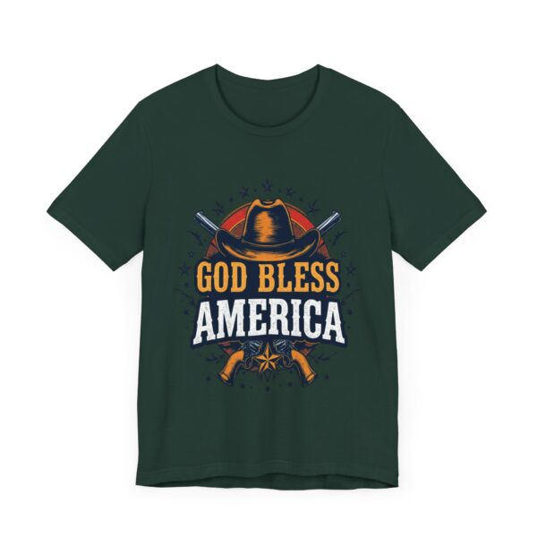 Bold Cowboy Spirit T-Shirt – God Bless America Western Patriotic Design - Image 35