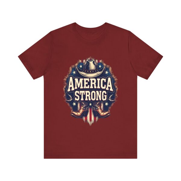 America Strong T-Shirt – Cowboy Pride and Patriotic Spirit Design