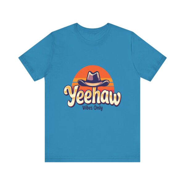 Yeehaw Vibes Only T-Shirt – Retro Cowboy Bliss Graphic with Sunset Stripes - Image 41