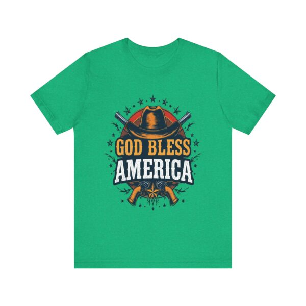 Bold Cowboy Spirit T-Shirt – God Bless America Western Patriotic Design - Image 29