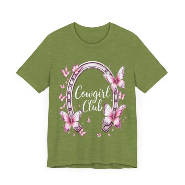 Western Ranch Cowgirl Club: Vintage Butterfly & Horseshoe Charm | Cowgirl Graphic T-Shirt - Image 15