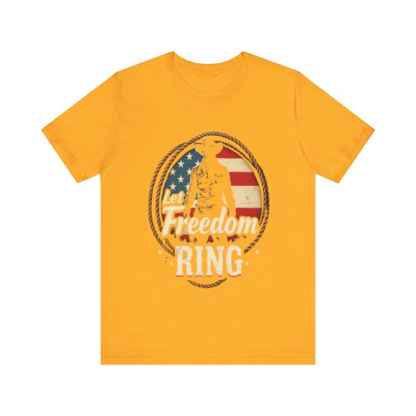 Patriotic Cowboy Vibes T-Shirt – Let Freedom Ring Western Design - Image 9