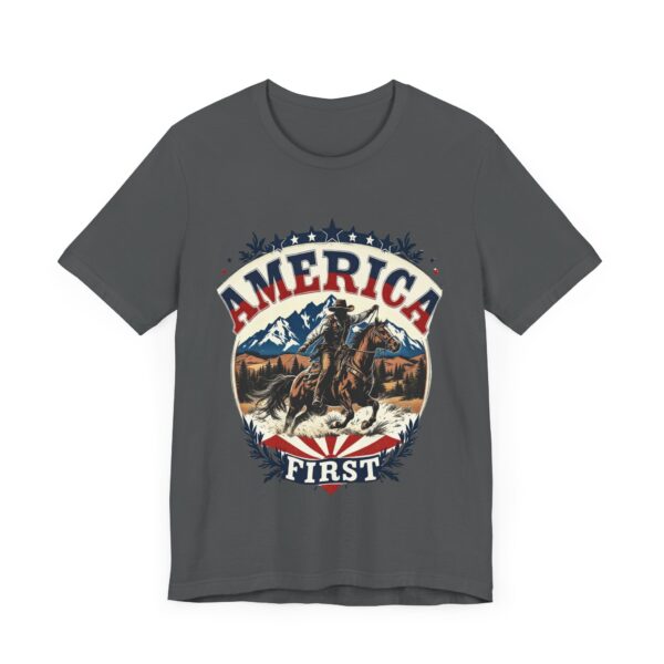 America First T-Shirt – Cowboy Courage Emblem with Patriotic Flair - Image 51