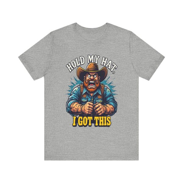 Cartoon Cow Wrangling Cowboy T-Shirt - 'Hold My Hat, I Got This!' Funny Western Tee — Western-Themed Clothing - Image 13