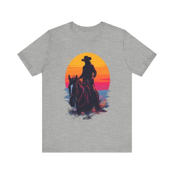 Glitch Art Cowboy Riding into Sunset T-Shirt - "Future Outlaws" Retro — Cowboy T-Shirt - Image 13