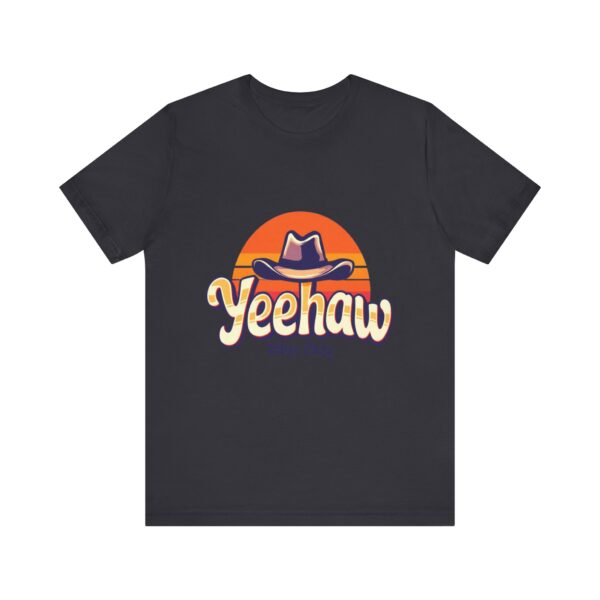 Yeehaw Vibes Only T-Shirt – Retro Cowboy Bliss Graphic with Sunset Stripes - Image 29