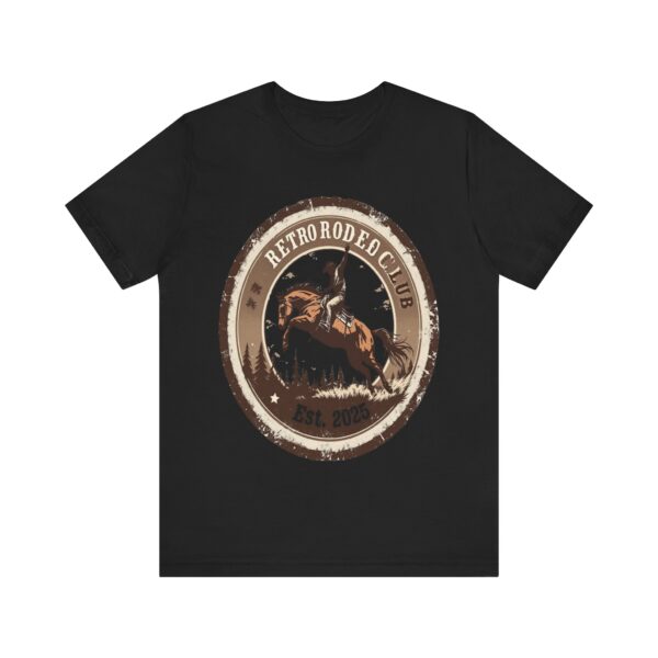 Retro Rodeo Club Bucking Bronco T-Shirt – Vintage Western Stamp Design - Image 9