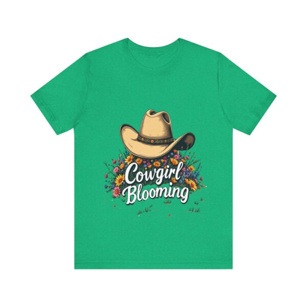 Cowgirl Blooming: Floral Desert Hat Design for Western Apparel - - T-Shirt — Rodeo Fashion - Image 9