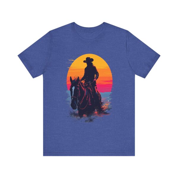 Glitch Art Cowboy Riding into Sunset T-Shirt - "Future Outlaws" Retro — Cowboy T-Shirt - Image 17