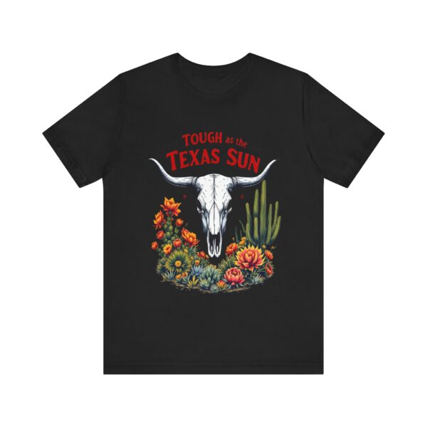 Texas Longhorn Skull T-Shirt - Tough as the Texas Sun with Cacti and Sagebrush — Western-Themed Clothing